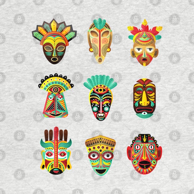 African Mexican mask collection by Mako Design 